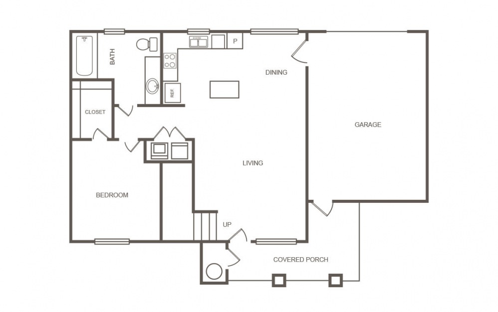Aspen - 4 bedroom floorplan layout with 2 bath and 1445 square feet (1st floor 2D)