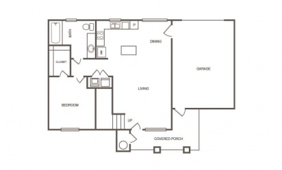 Aspen - 4 bedroom floorplan layout with 2 bath and 1445 square feet